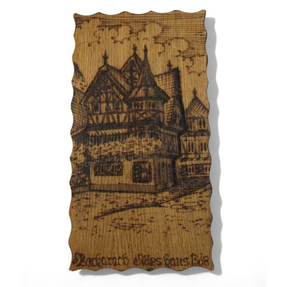 WOODBURNED Pyrography Werner Van Helden BACHARACH Germany 1978 Vintage 12" - Picture 10 of 10